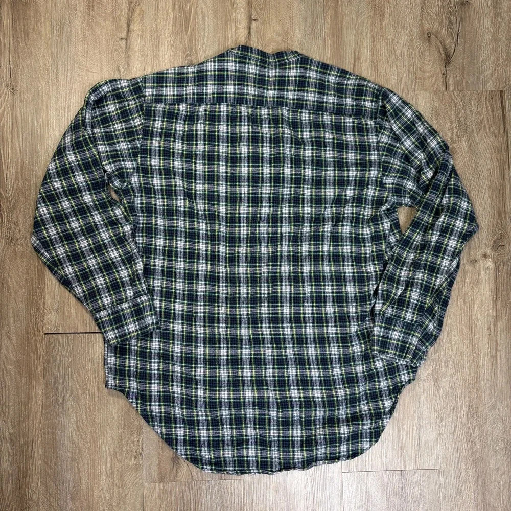 MAGEE Ireland Grandfather Flannel Popover Shirt Men's Size XL Green Plaid Cotton